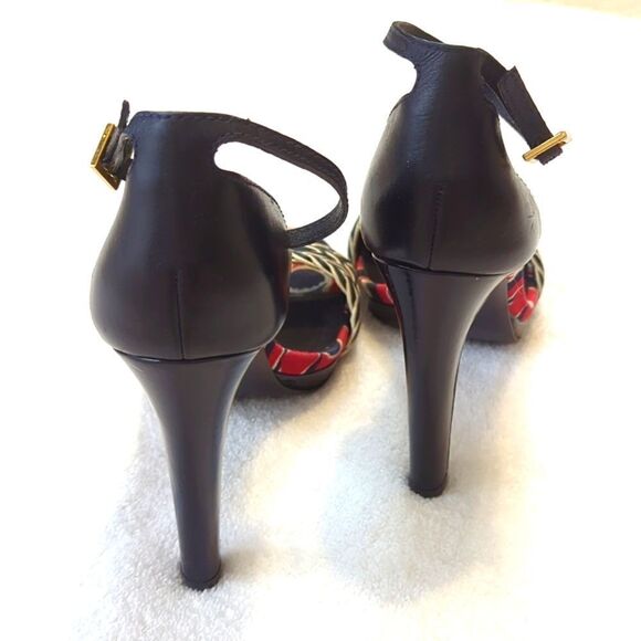 Tory Burch Shoes Size 9 Heels Navy, White and Red - Picture 4 of 9